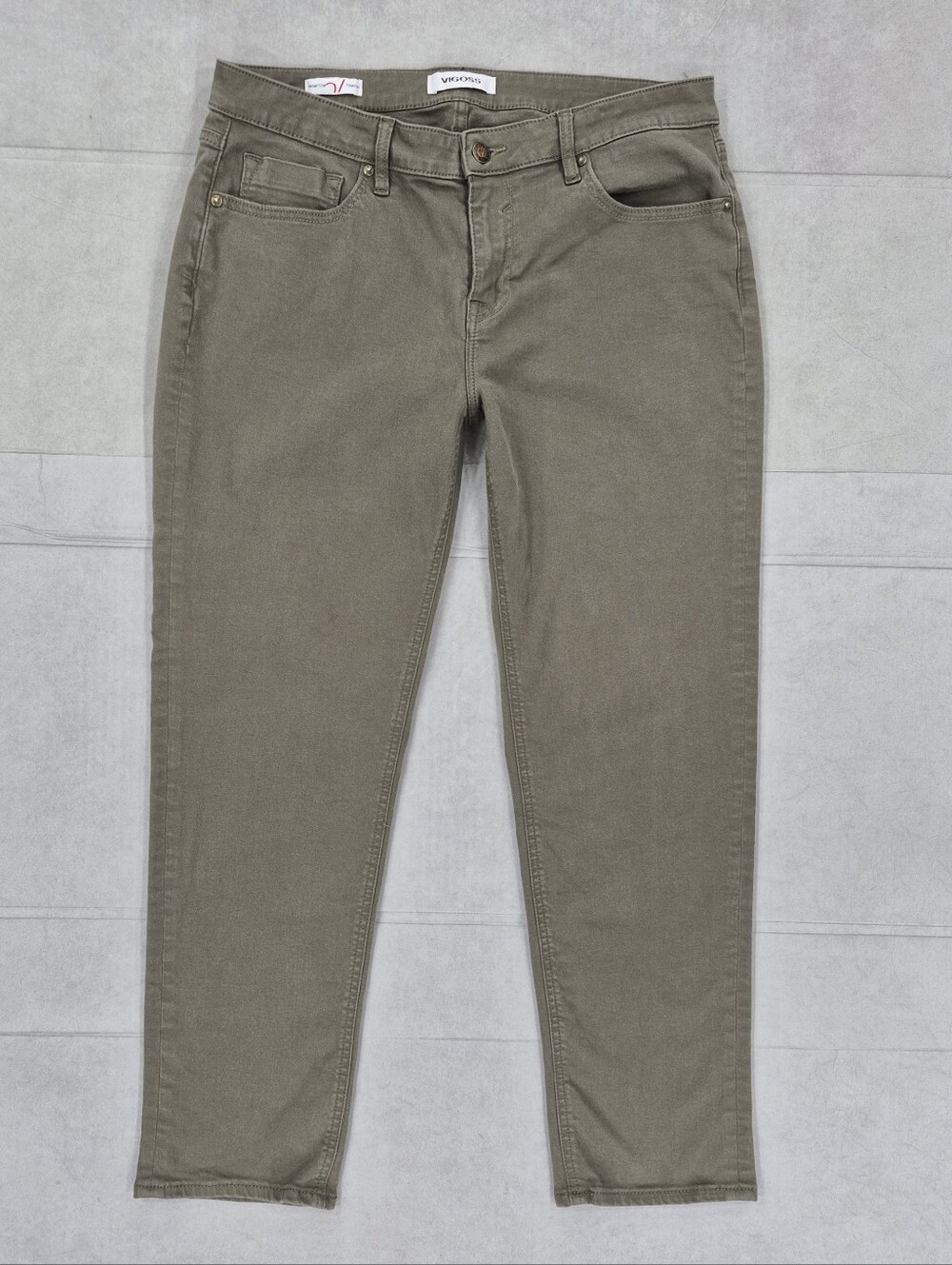 Vigoss Thompson Tomboy ankle jeans women's 31 sage green mid rise stretch